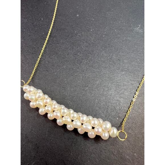 Cultured Freshwater Pearl Gold Over Sterling Silver Necklace - Picture 9 of 11